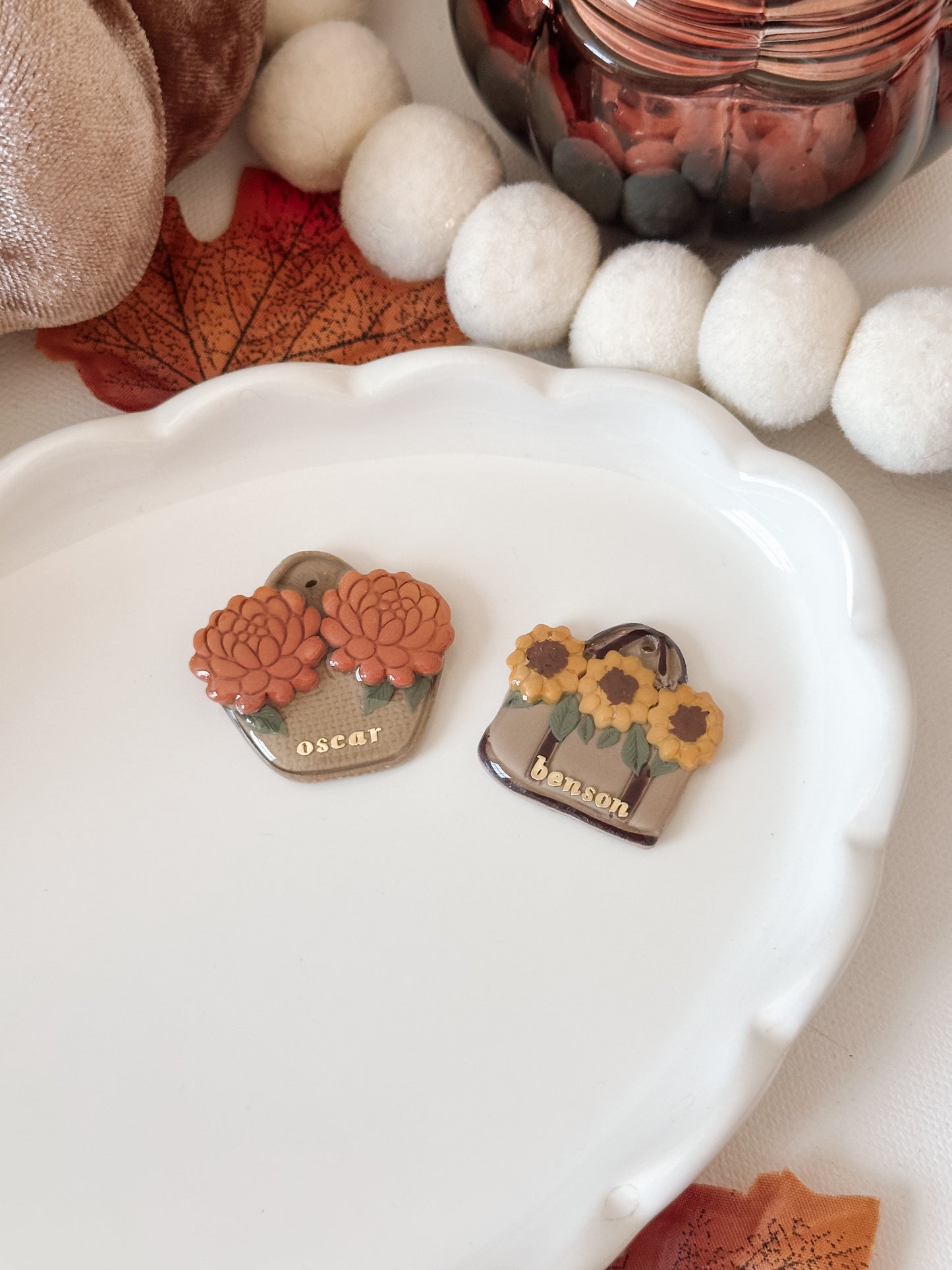 FLOWER BAG- Clay Pet ID Tag