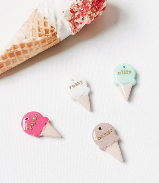 ICE CREAM CONE - Clay Pet ID Tag