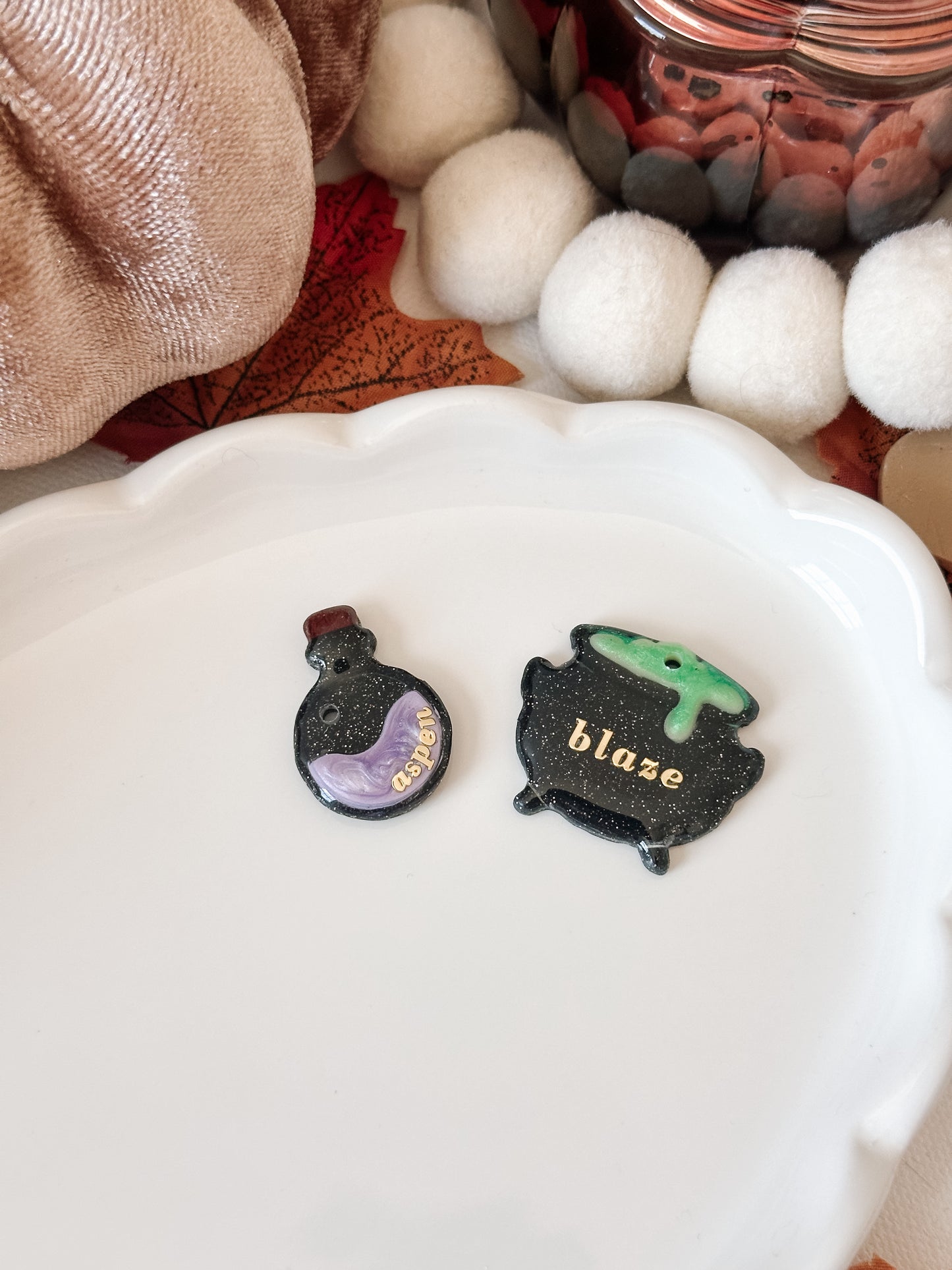 SPOOKY SPELLS- Clay Pet ID Tag