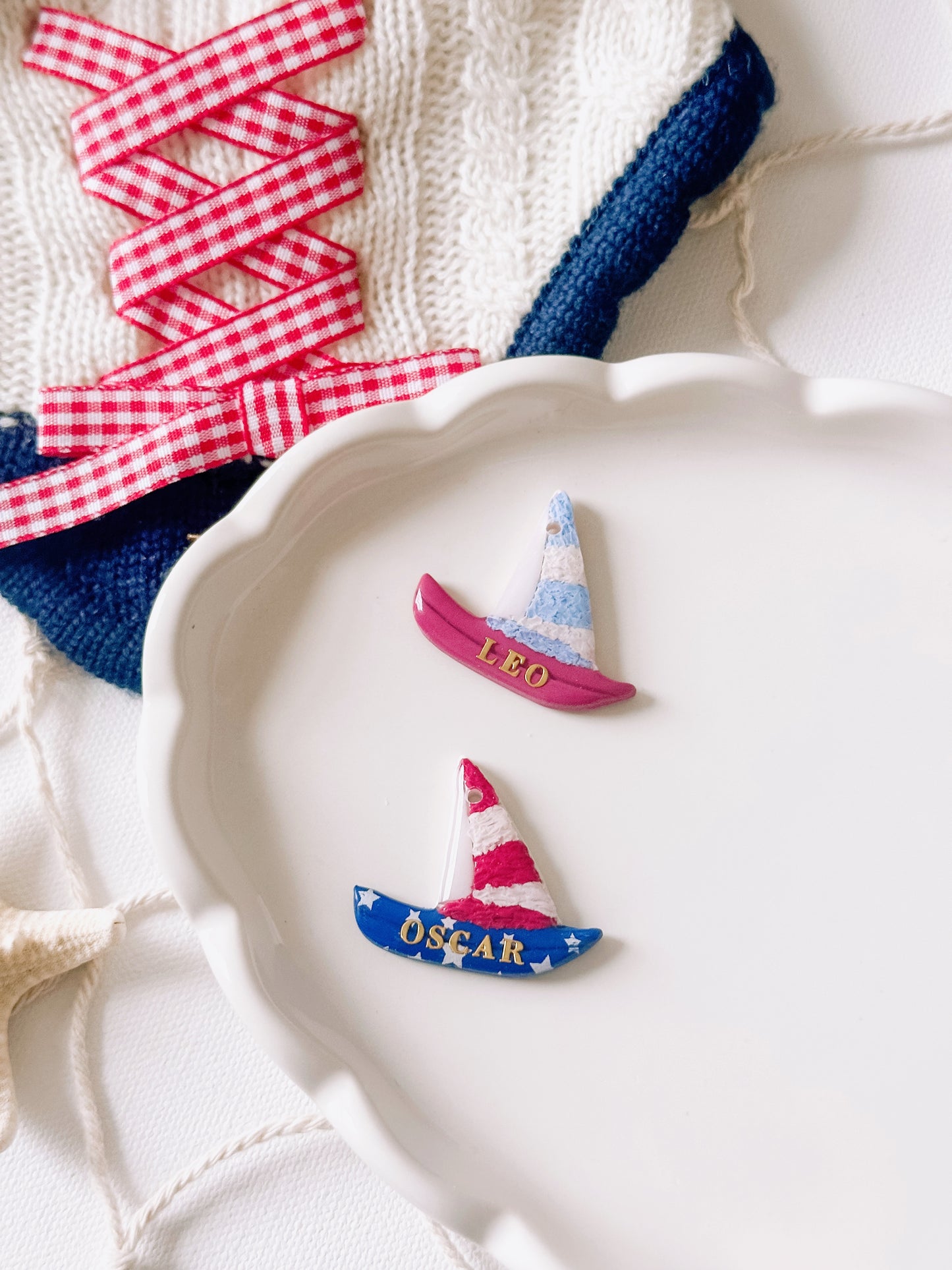 SAILBOAT- Clay Pet ID Tag