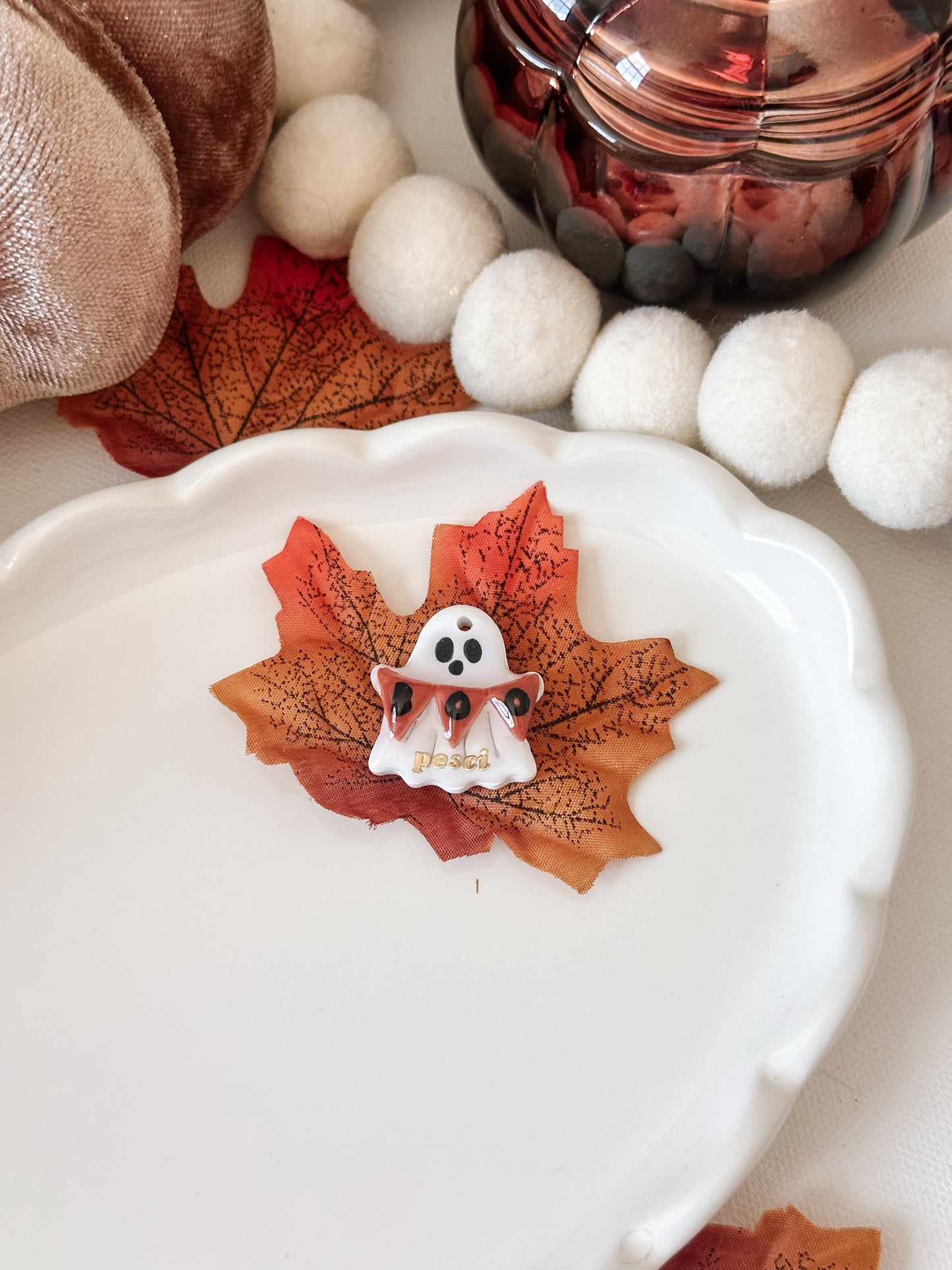 BOO GHOST- Clay Pet ID Tag