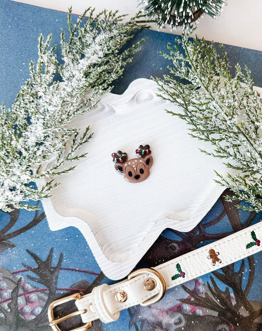 GLOW IN THE DARK REINDEER- Clay Pet ID Tag