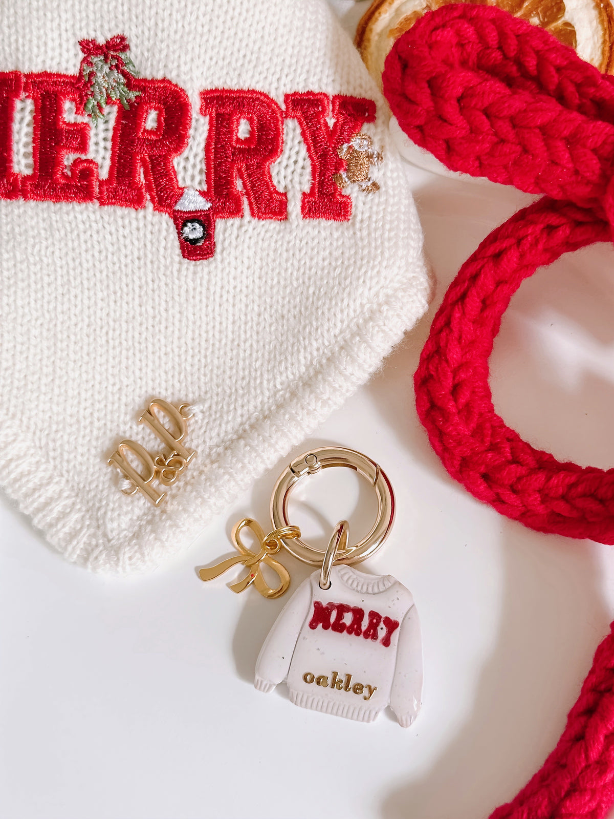 MERRY SWEATER- Clay Pet ID Tag