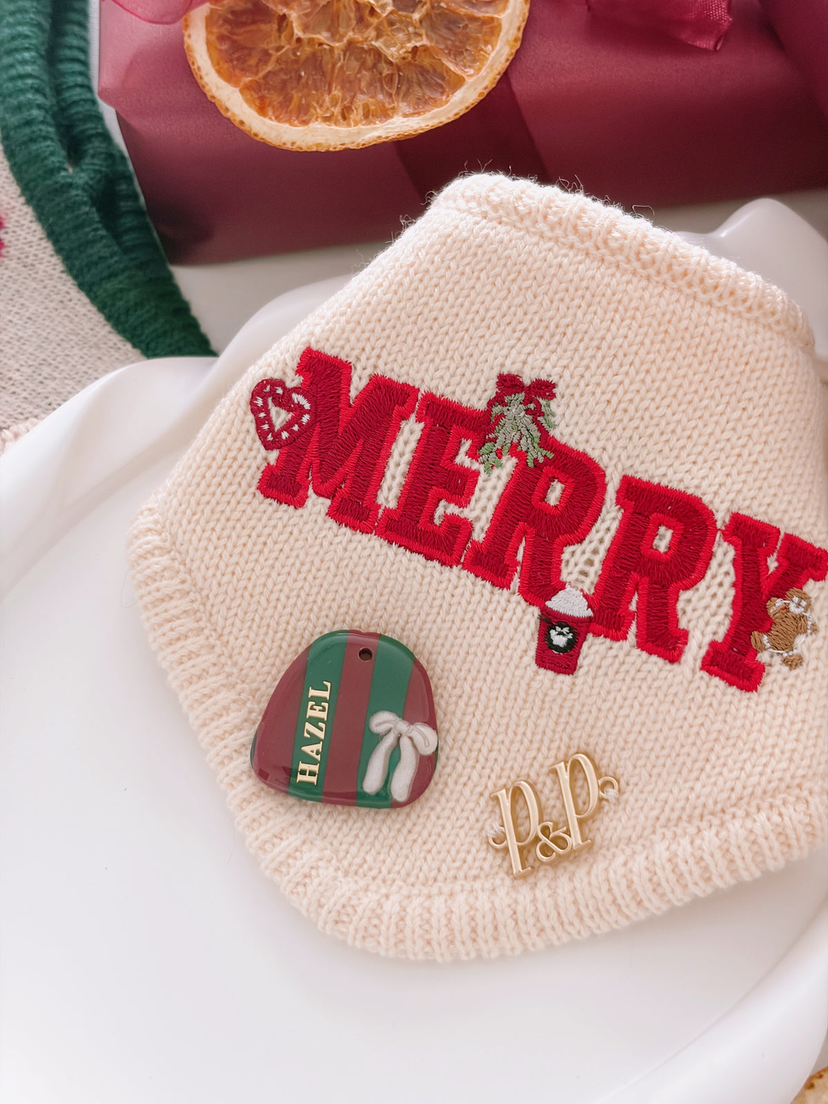 BOW ARCH- Clay Pet ID Tag