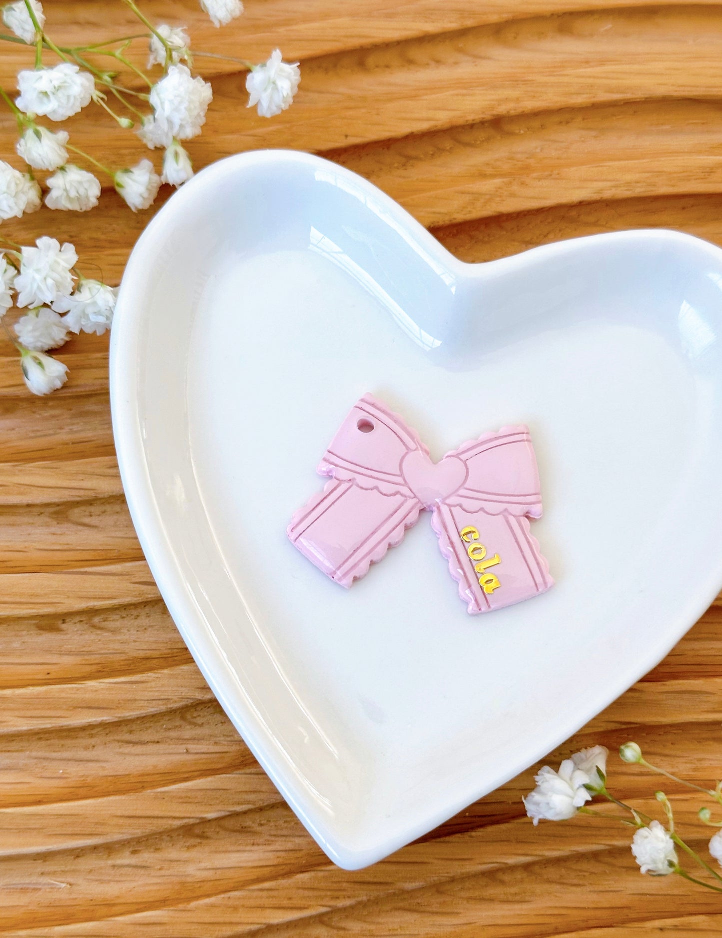 HEART BOW- Clay Pet ID Tag