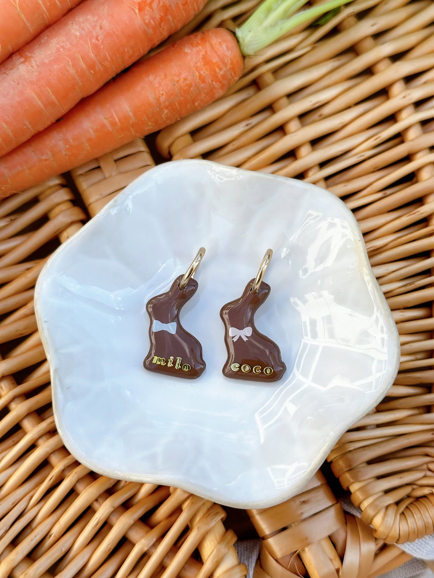 CHOCOLATE BUNNY- Clay Pet ID Tag