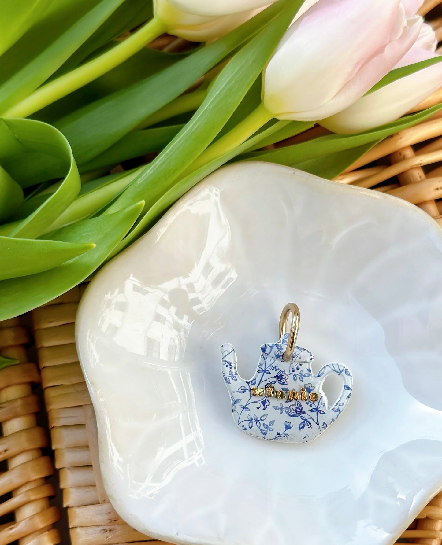 VINTAGE TEAPOT- Clay Pet ID Tag