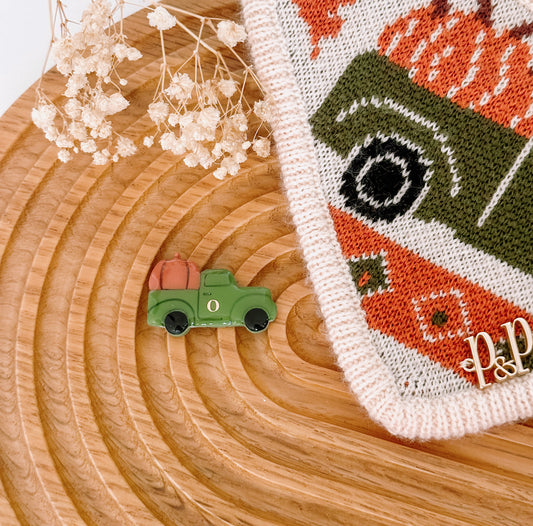 PUMPKIN TRUCK- Clay Pet ID Tag