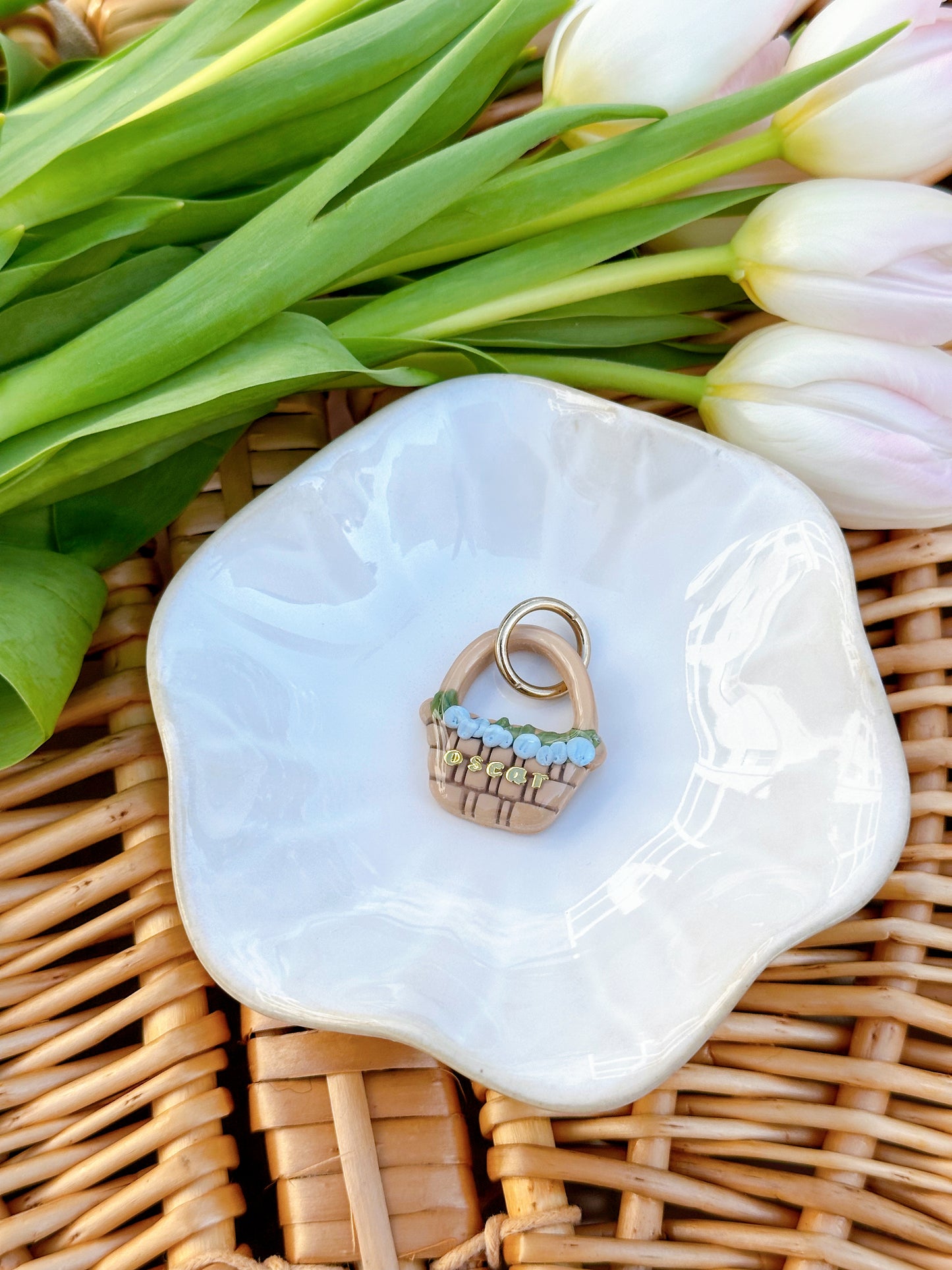 BLUEBERRY BASKET- Clay Pet ID Tag