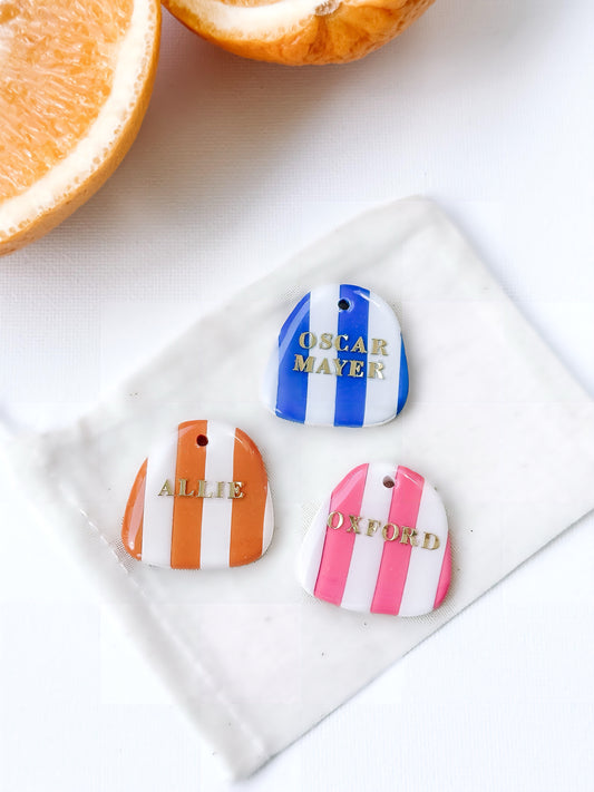 BEACH CLUB- Stripe Clay Pet ID Tag