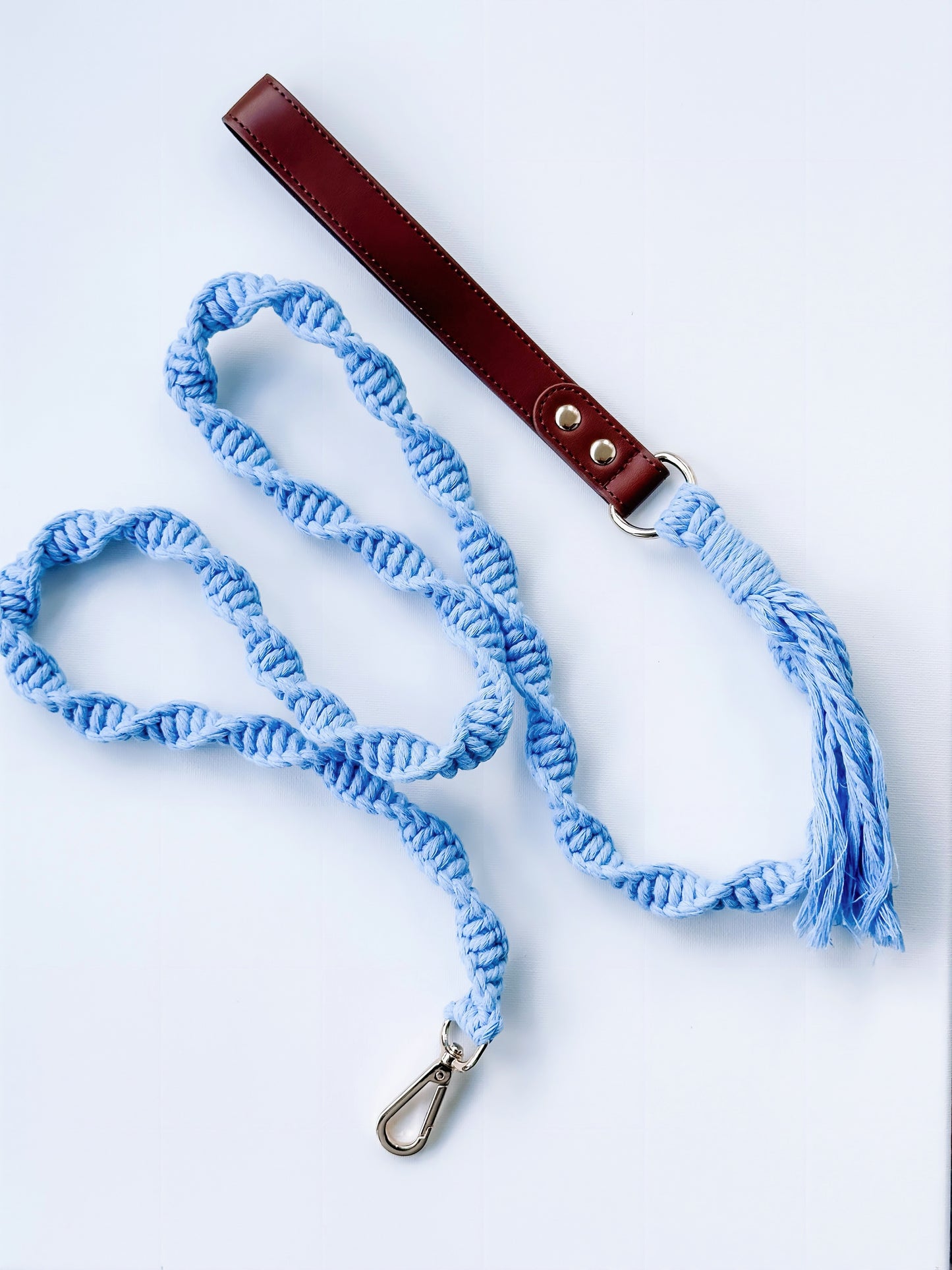 Summer Macrame Vegan Leather Handle Leash