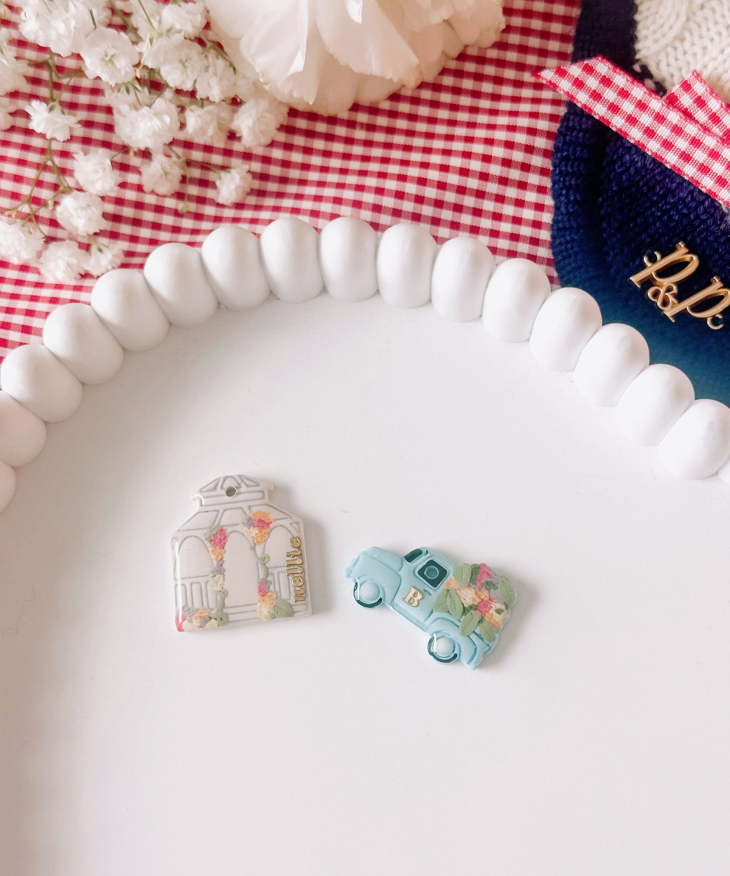 SPRING FLOWERS- Clay Pet ID Tag