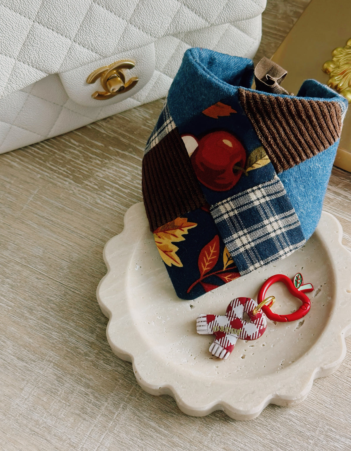 GINGHAM SCARF- Clay Pet ID Tag