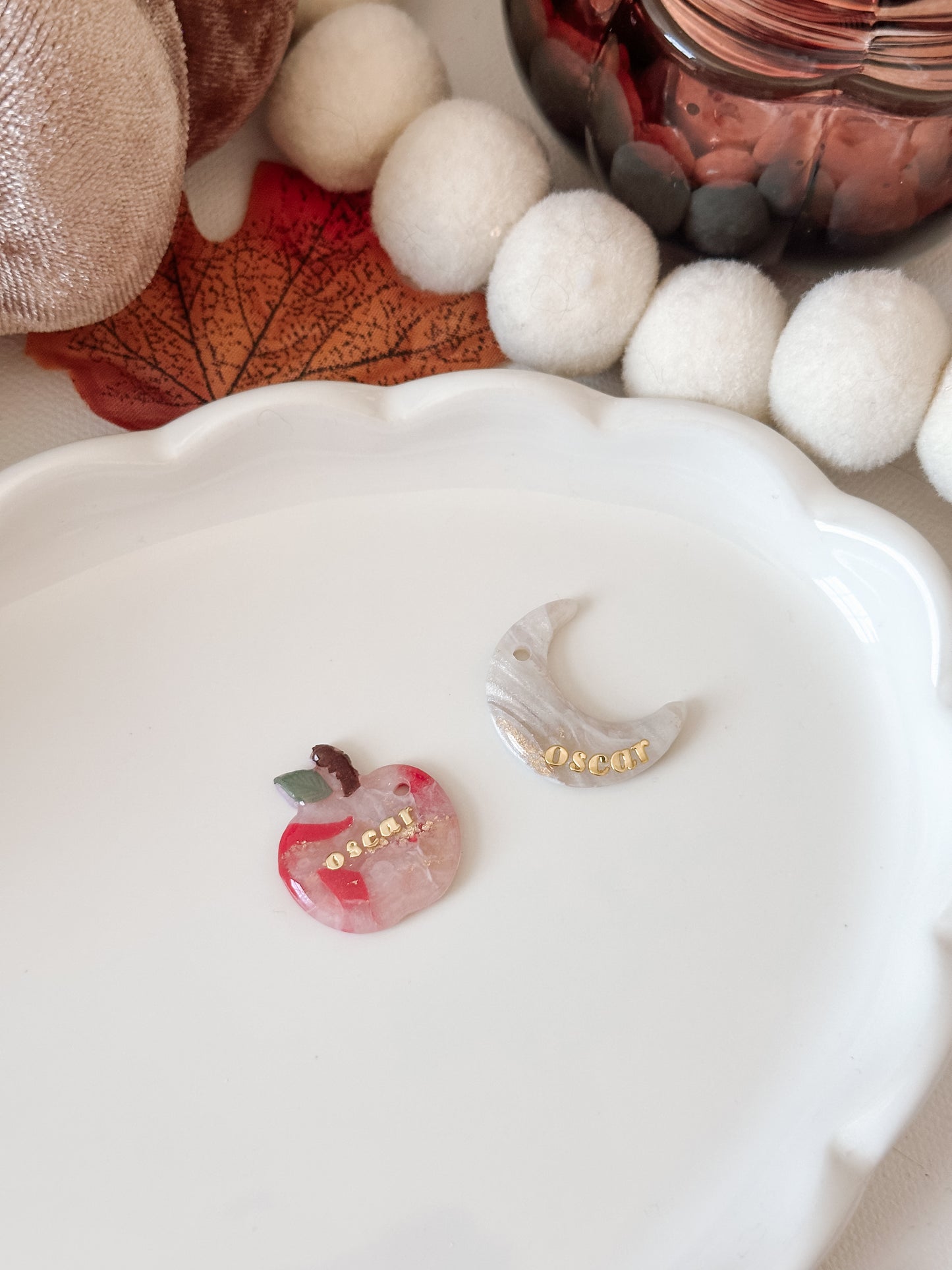 FALL SEAGLASS- Clay Pet ID Tag