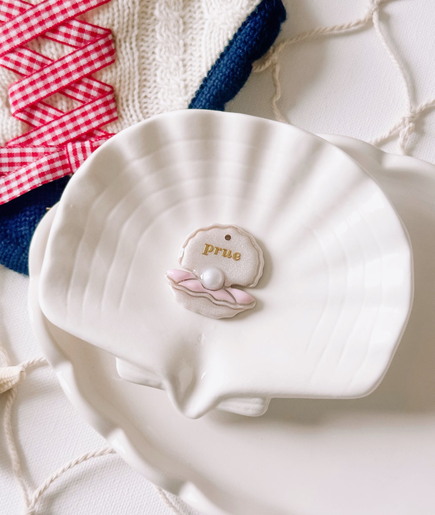 PEARL SHELL- Clay Pet ID Tag