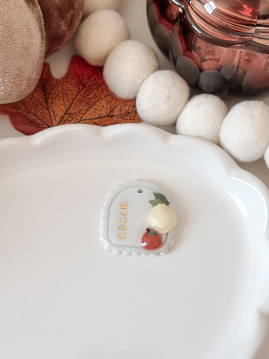 PUMPKIN RAVIOLI- Clay Pet ID Tag