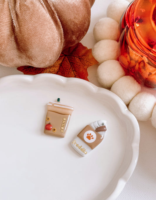 PUMPKIN COFFEE- Clay Pet ID Tag