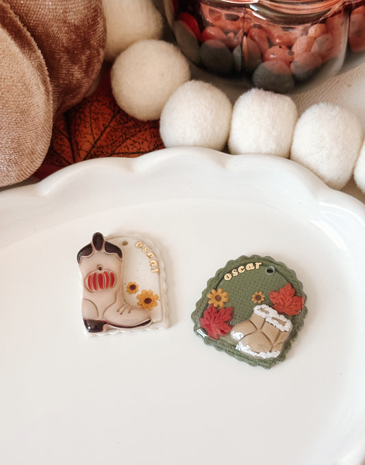 FALL BOOTS- Clay Pet ID Tag