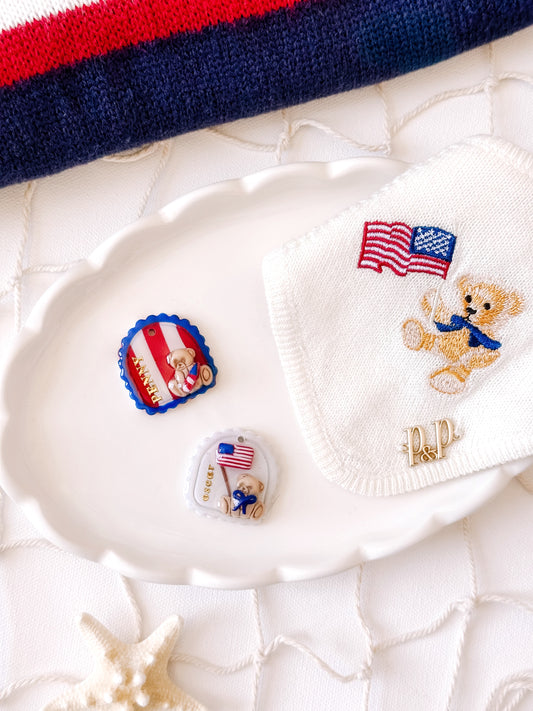 USA TEDDY- Clay Pet ID Tag