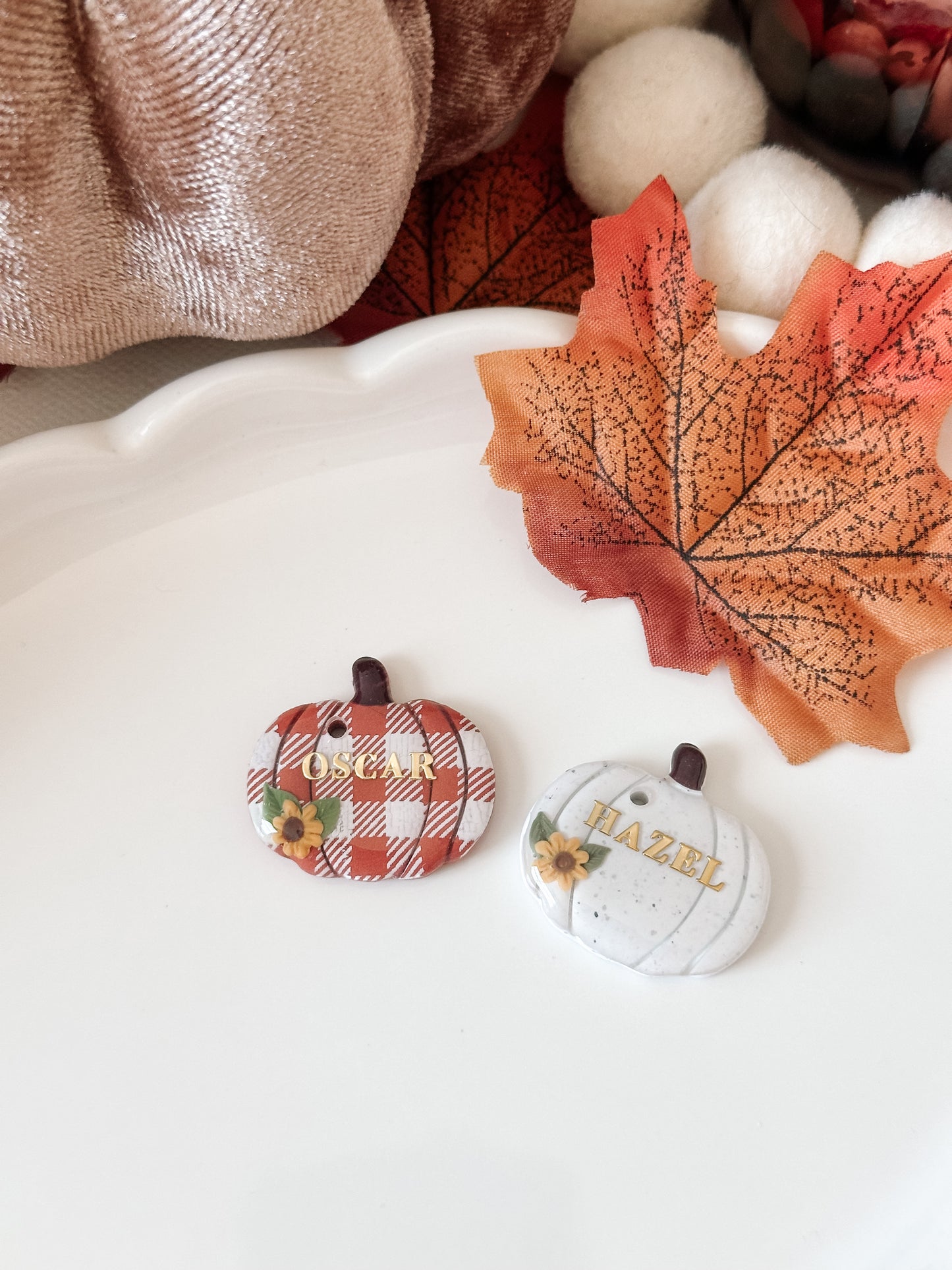 CUSTOM PUMPKIN-Clay Pet ID Tag