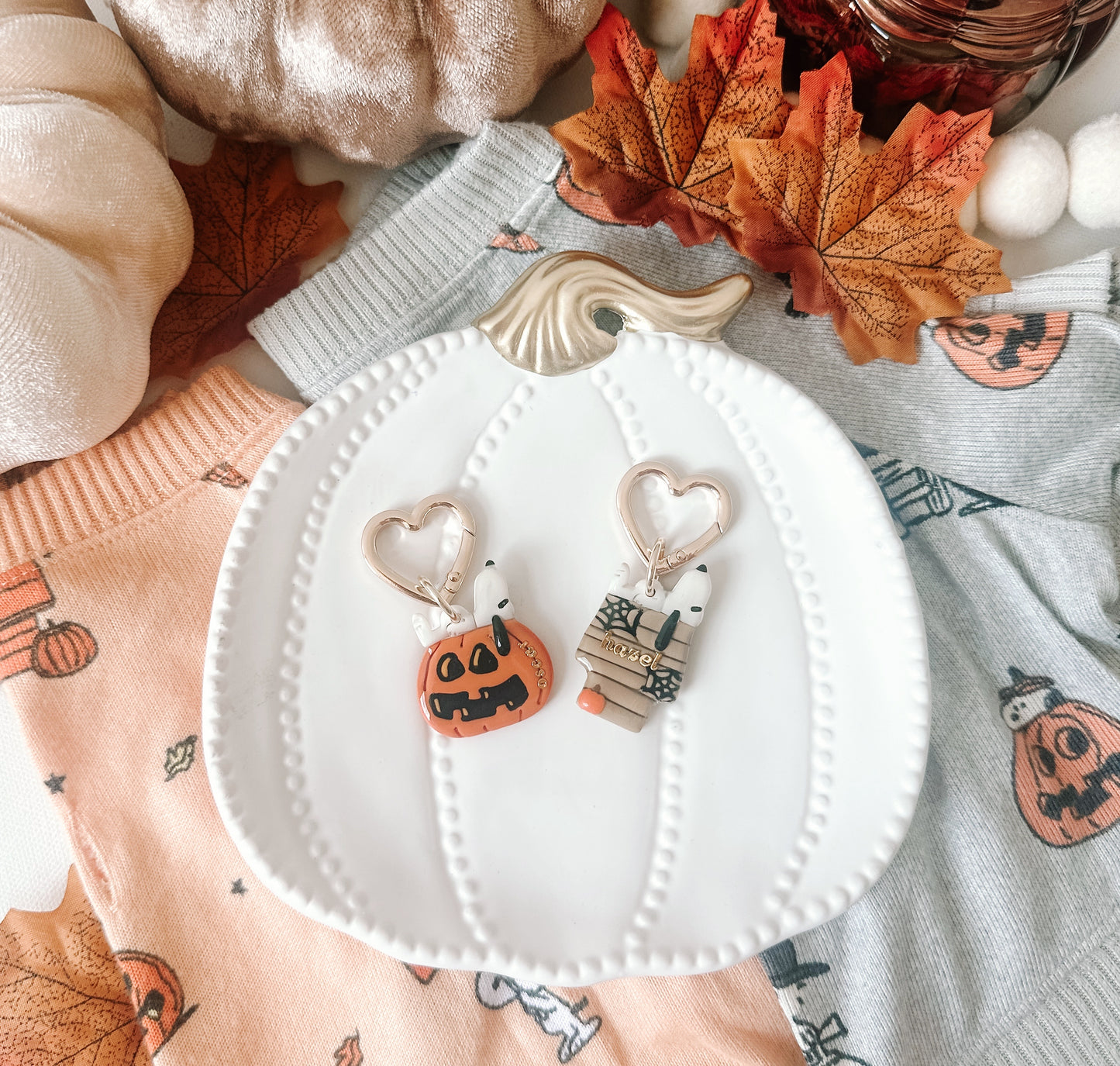 FALL SNOOPY- Clay Pet ID Tag