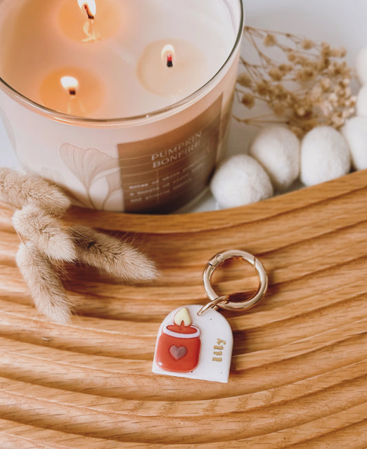 PUMPKIN BONFIRE- Clay Pet ID Tag