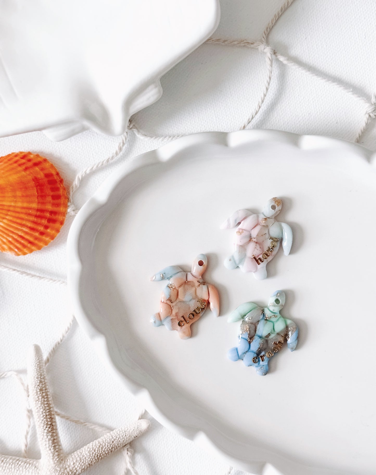 SEAGLASS TURTLE- Clay Pet ID Tag