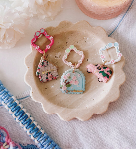 CHERRY BLOSSOM SZN- Clay Pet ID Tag