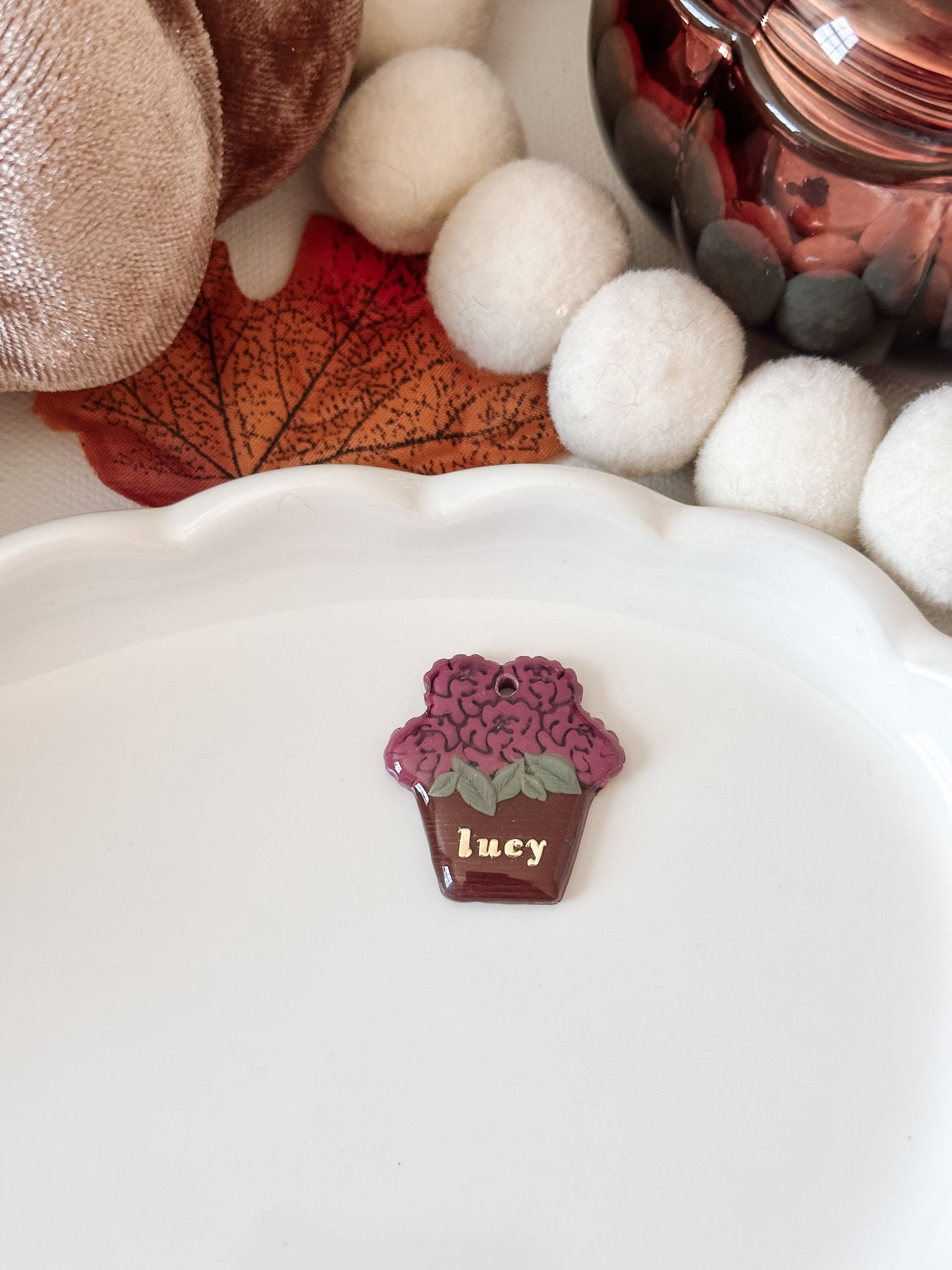 POTTED MUMS- Clay Pet ID Tag