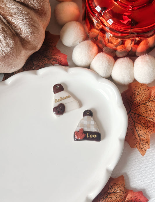 FALL BEANIE- Clay Pet ID Tag