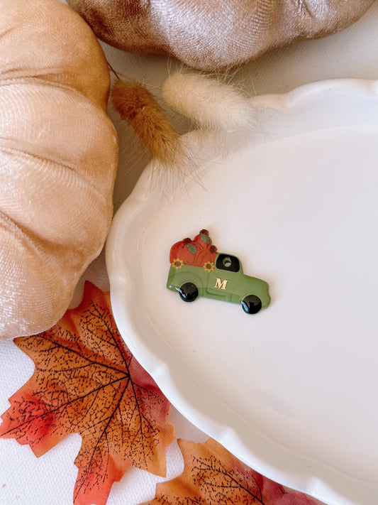 PUMPKIN TRUCK- Clay Pet ID Tag