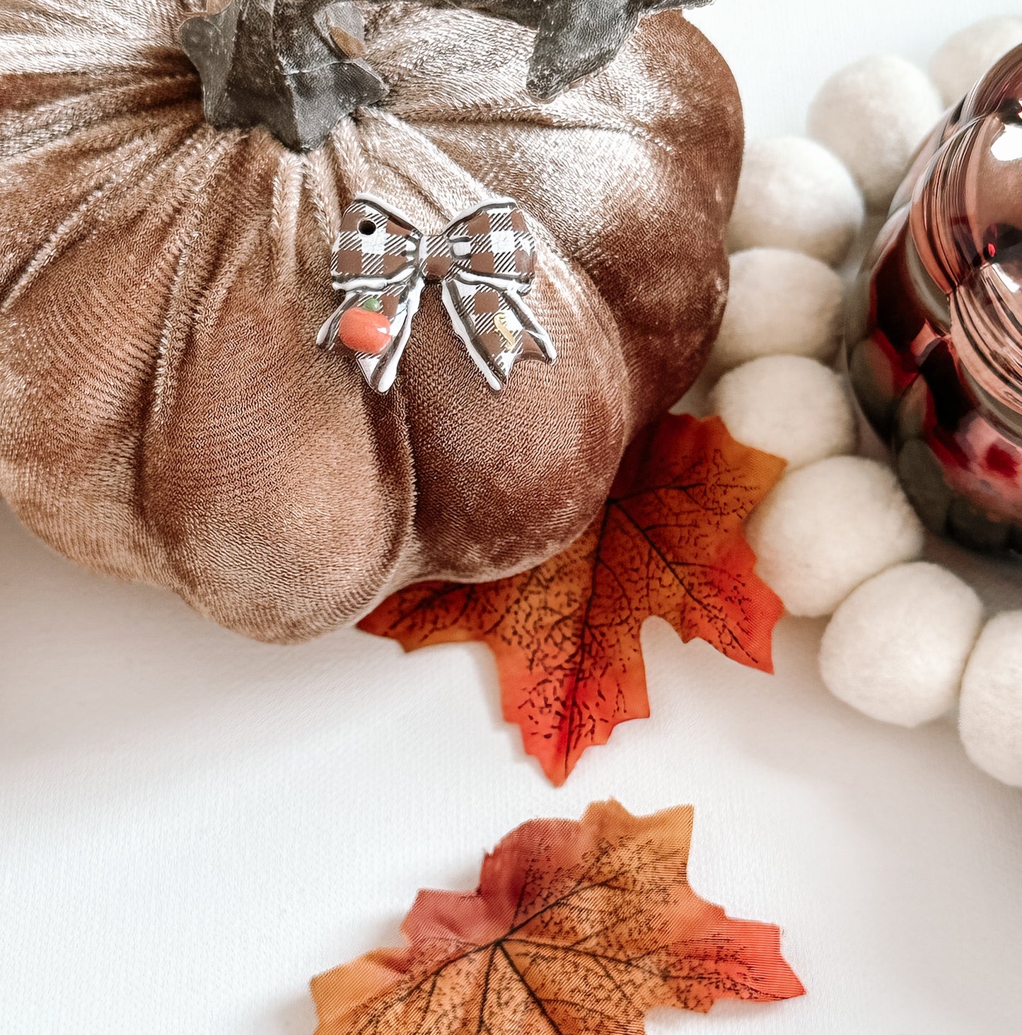 GINGHAM BOW- Clay Pet ID Tag