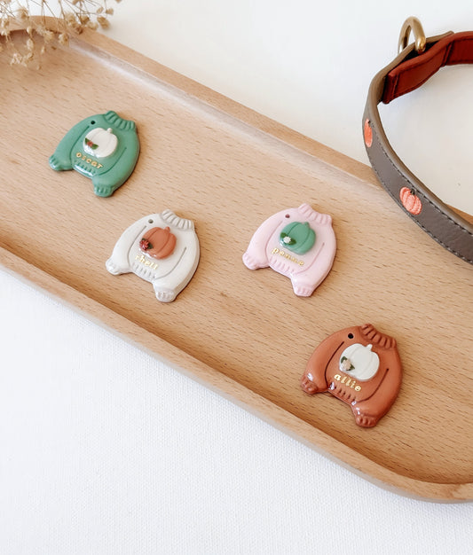 PUMPKIN SWEATER- Clay Pet ID Tag