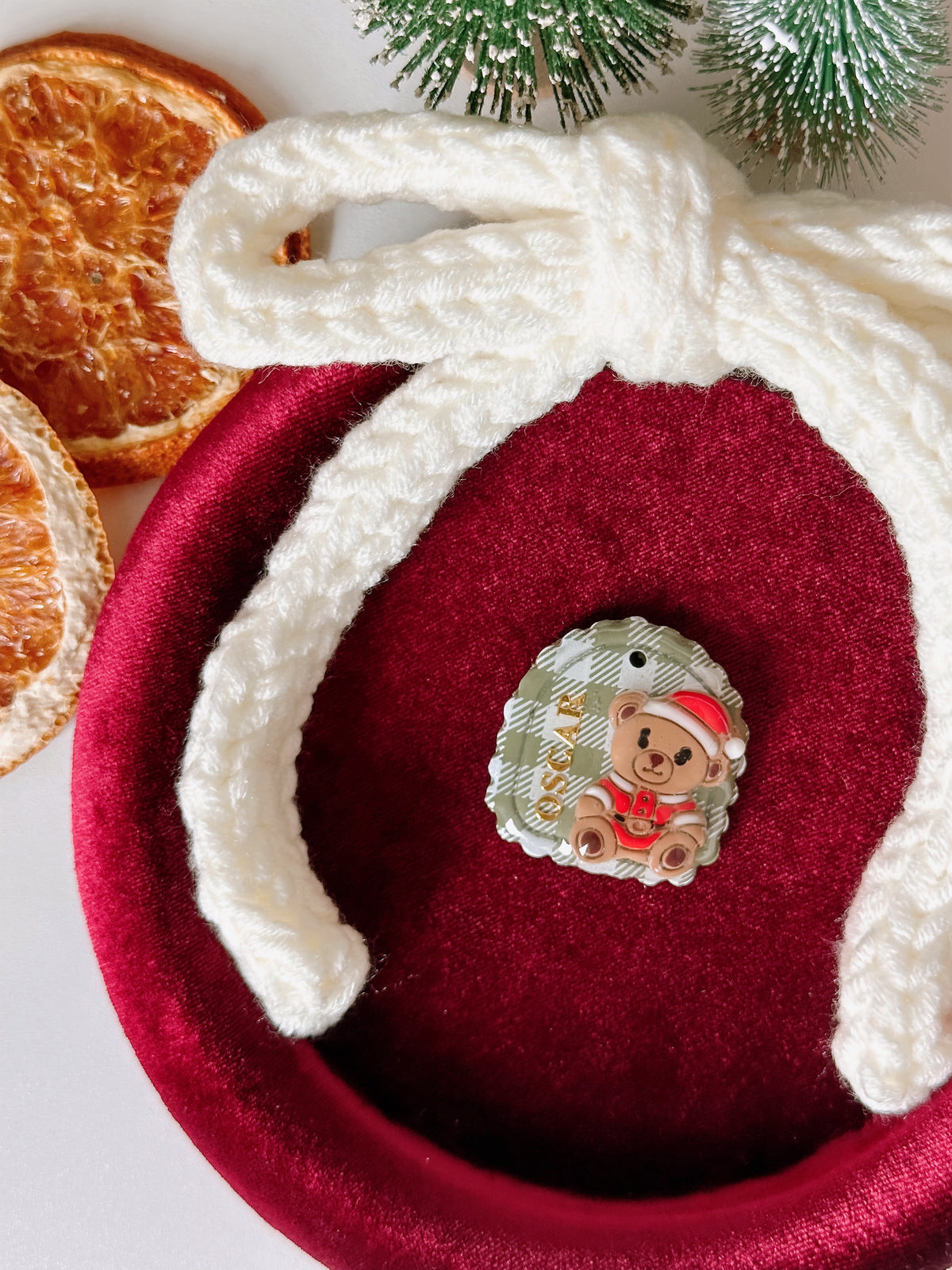 SANTA BEAR- Clay Pet ID Tag