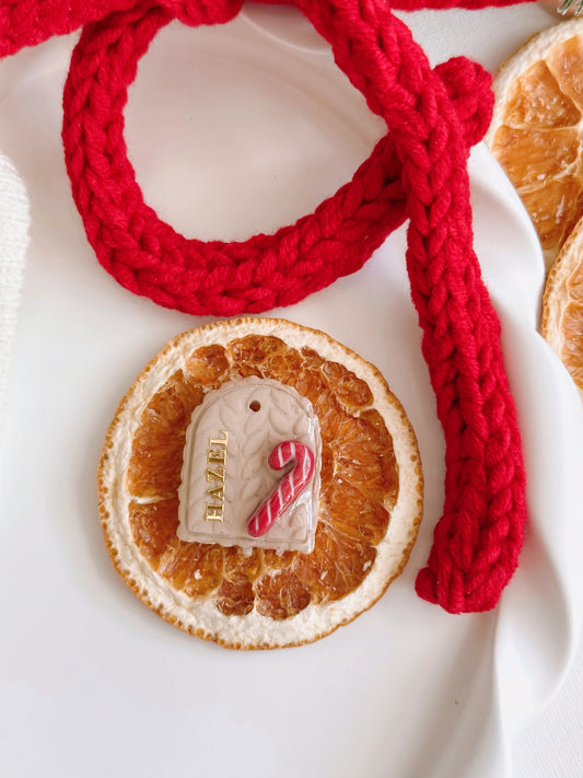 CANDY CANE ARCH- Clay Pet ID Tag