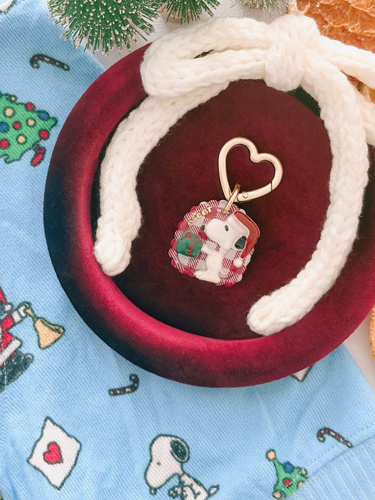 SANTA SNOOPY- Clay Pet ID Tag