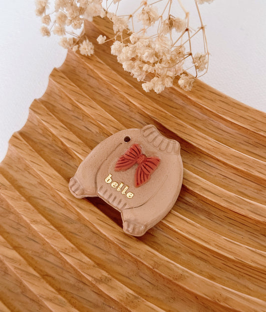 BOW SWEATER- Clay Pet ID Tag