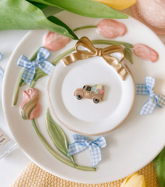 FLOWER TRUCK- Clay Pet ID Tag