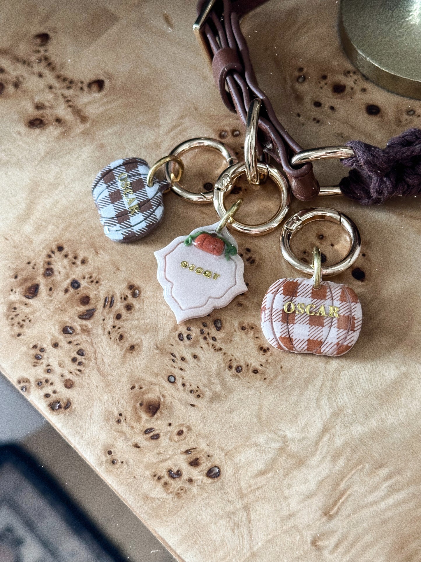 VINTAGE PUMPKIN- Clay Pet ID Tag