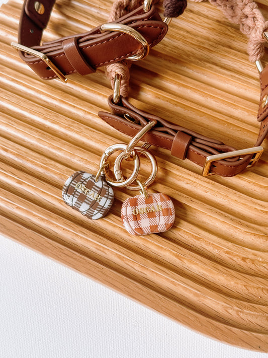 GINGHAM PUMPKIN- Clay Pet ID Tag