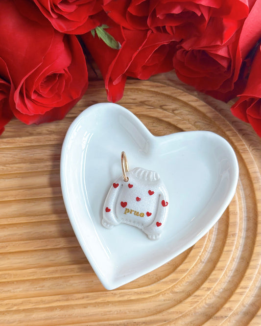 HEART SWEATER- Clay Pet ID Tag