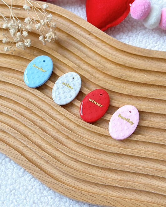 HEART OVAL - Clay Pet ID Tag