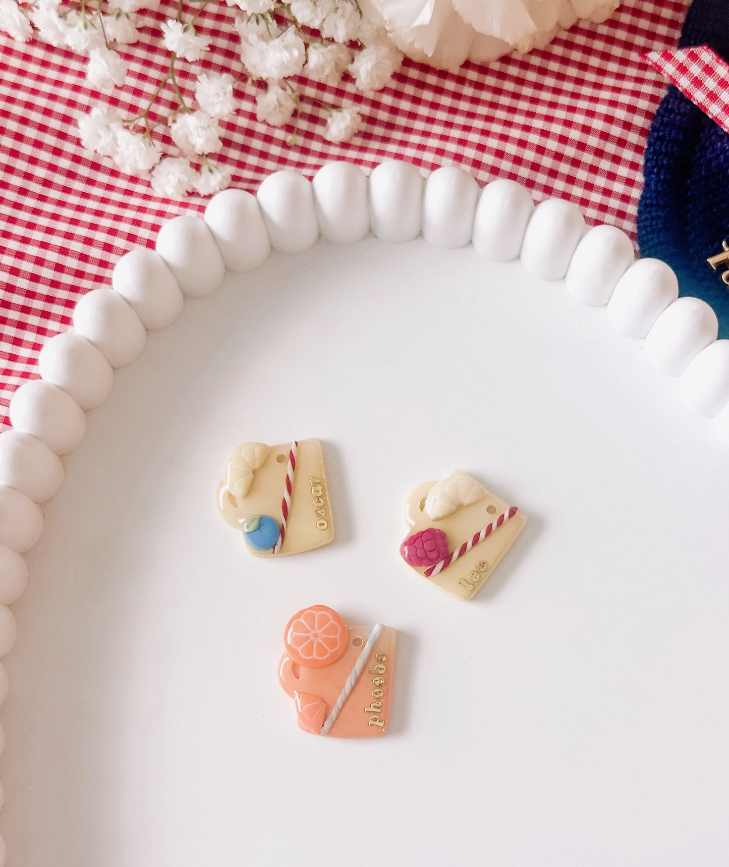 LEMONADE & OJ- Clay Pet ID Tags