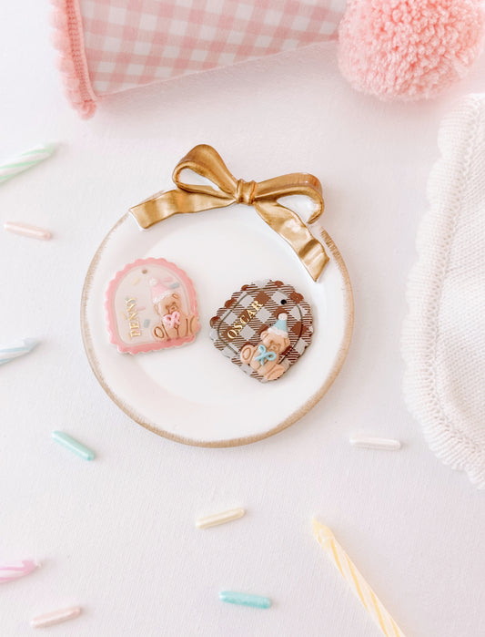 BEARY BIRTHDAY- Clay Pet ID Tag
